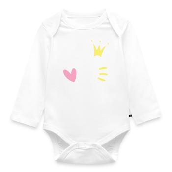 Buchstabe U Anfangsbuchstabe Krone - Baby Bio-Langarm-Body - Weiß - Vorne