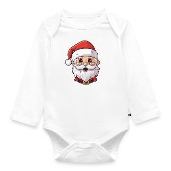 Cute Santa Claus with beard and hat - Organic Longsleeve Baby Bodysuit - white - Front