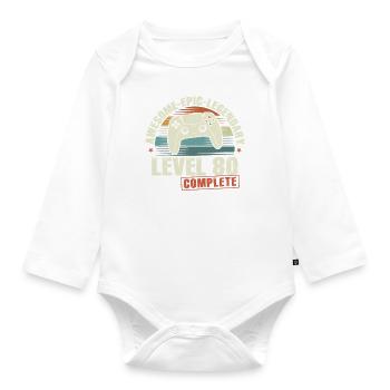 Level 80 Complete 80th Birthday Gift - Organic Longsleeve Baby Bodysuit - white - Front