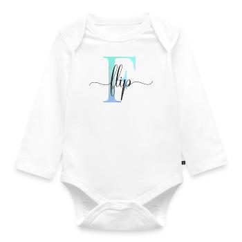 E| Monogramm | Name | Flip | Watercolor - Baby Bio-Langarm-Body - Weiß - Vorne