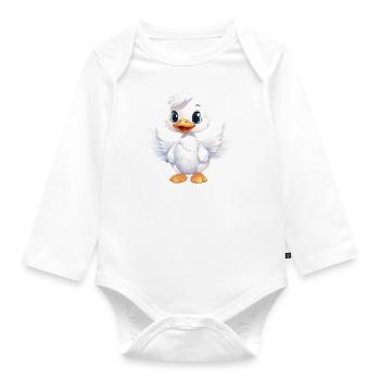 Ente Weiß Engel Flügel Süß Comic - Baby Bio-Langarm-Body - Weiß - Vorne