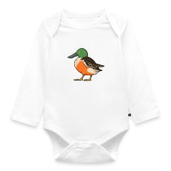 Drawing of a Shoveler - Organic Longsleeve Baby Bodysuit - white - Front