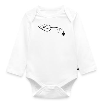 Glitter Heart Line - Organic Longsleeve Baby Bodysuit - white - Front