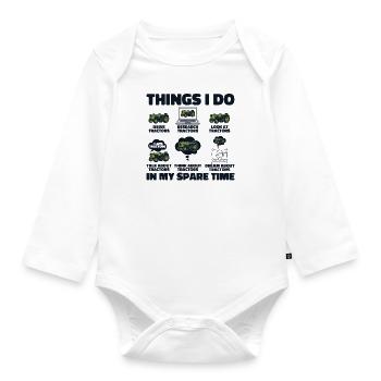 Things I Do In My Spare Time Farmer Farming - Organic Longsleeve Baby Bodysuit - white - Front