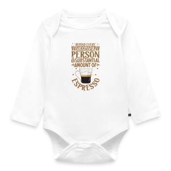 Erfolgreich nur mit Espresso - Baby Bio-Langarm-Body - Weiß - Vorne