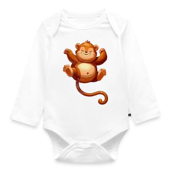 Cute Animal Jungle - Organic Longsleeve Baby Bodysuit - white - Front