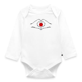 Japan Flagge Herzform - Baby Bio-Langarm-Body - Weiß - Vorne