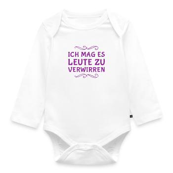ich mag es Leute zu verwirren - Baby Bio-Langarm-Body - Weiß - Vorne