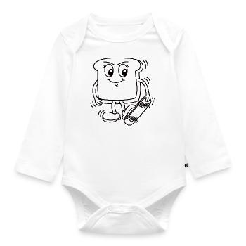 Toast mit Skateboard - Baby Bio-Langarm-Body - Weiß - Vorne