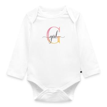 G| Monogramme | Nom | Gül |Aquarelle - Body Bébé bio manches longues - blanc - Devant