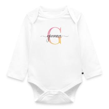 G| Monogramm | Name | Gianna |Watercolor - Baby Bio-Langarm-Body - Weiß - Vorne