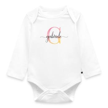 G| Monogramm | Name | Gabriele |Watercolor - Baby Bio-Langarm-Body - Weiß - Vorne