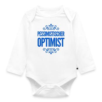 vor dir steht ein pessimistischer Optimist - Baby Bio-Langarm-Body - Weiß - Vorne