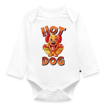 Hot Dog Hund Wurst Fast Food Wortwitz Lustig Humor - Baby Bio-Langarm-Body - Weiß - Vorne