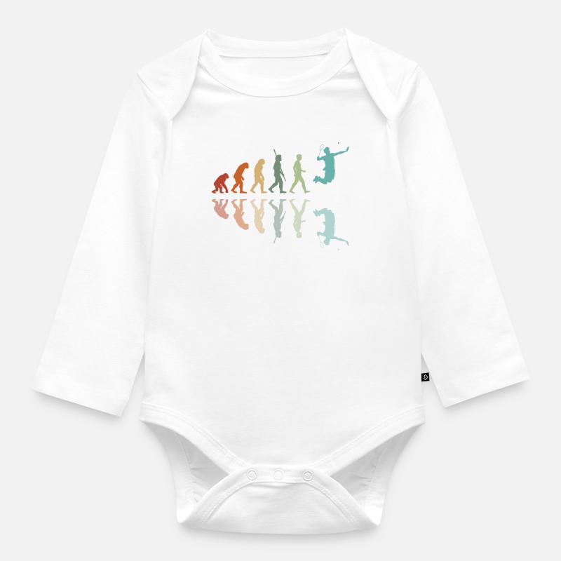 Badminton Evolution - Baby Bio-Langarm-Body - Weiß