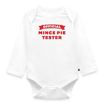 Offizieller Mince Pie Tester - Baby Bio-Langarm-Body - Weiß - Vorne