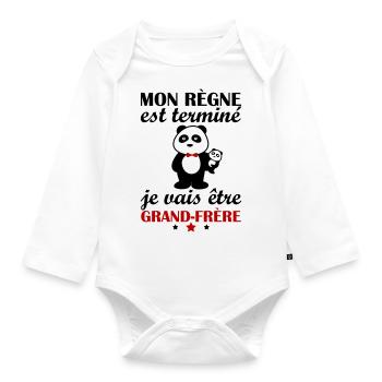 Mon règne est terminé, grand-frère, Panda - Body Bébé bio manches longues - blanc - Devant