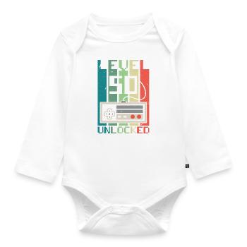 Level 50 freigeschaltet - Baby Bio-Langarm-Body - Weiß - Vorne
