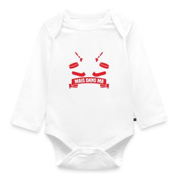 Dans ma tête je joue au hockey - Body Bébé bio manches longues - blanc - Devant