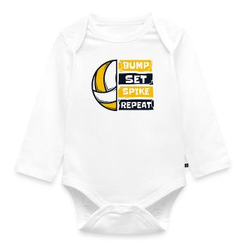Bump Set Spike Repeat Volleyball Freak Volleyball - Body Bébé bio manches longues - blanc - Devant