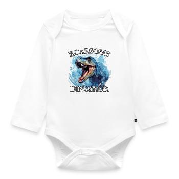 Dino T-Rex Tyrannosaurus Rex Dinosaurier - Baby Bio-Langarm-Body - Weiß - Vorne