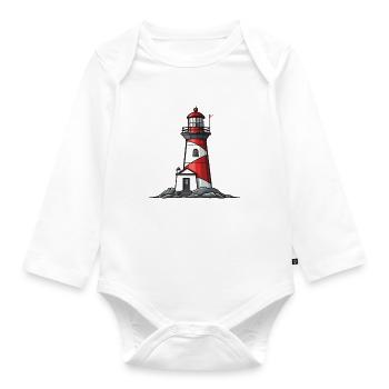 Lighthouse Coast - Organic Longsleeve Baby Bodysuit - white - Front