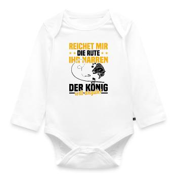 Reichet mir die rute ihr der könig will angeln! - Baby Bio-Langarm-Body - Weiß - Vorne