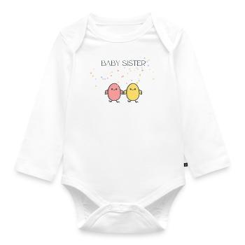 Baby sister - little sister design - Organic Longsleeve Baby Bodysuit - white - Front