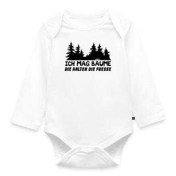 Ich Mag Bäume Die Halten Die Fresse - Baby Bio-Langarm-Body - Weiß - Vorne