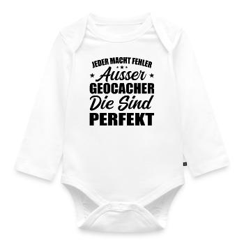Der perfekte Spruch für jede GEOCACHER - Baby Bio-Langarm-Body - Weiß - Vorne