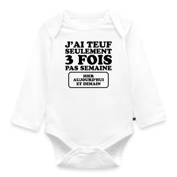 Humour Teuf Fêtard Fêtarde Fête Soirée - Body Bébé bio manches longues - blanc - Devant