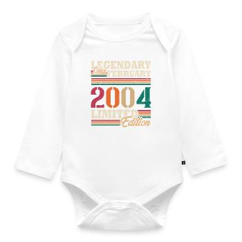 Vintage 2004 Février Vintage Anniversaire Rétro - Body Bébé bio manches longues - blanc - Devant