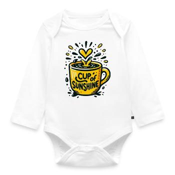 Cup of Sunshine - Organic Longsleeve Baby Bodysuit - white - Front