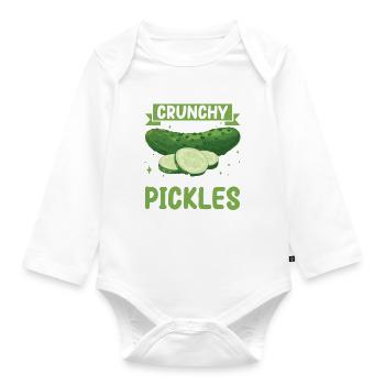 Cute and crunchy- Gurken Geschenk - Baby Bio-Langarm-Body - Weiß - Vorne