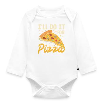 I ll Do It For Pizza- Pizza Geschenke - Baby Bio-Langarm-Body - Weiß - Vorne
