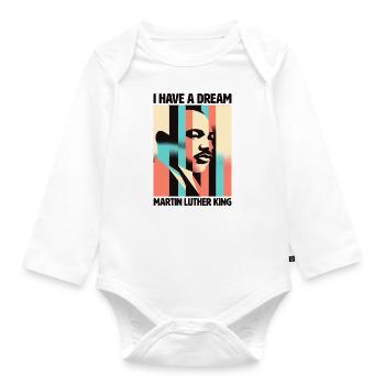Vision of a Dream MLK Inspirational Portrait - Organic Longsleeve Baby Bodysuit - white - Front
