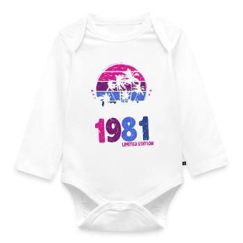 1981 Birthday Born In 1981 Retro Vintage - Organic Longsleeve Baby Bodysuit - white - Front