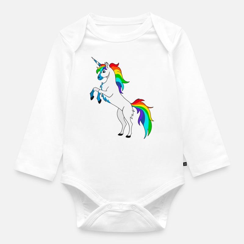 Licorne - Body Bébé bio manches longues - blanc