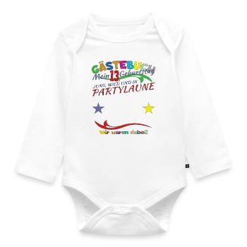 Livre d’or 13e anniversaire fille et garçon - Body Bébé bio manches longues - blanc - Devant