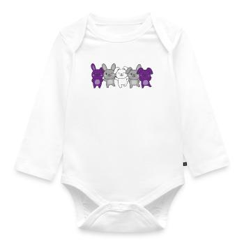 Graysexual Flag Pride LGBTQ Cute Bunny - Organic Longsleeve Baby Bodysuit - white - Front