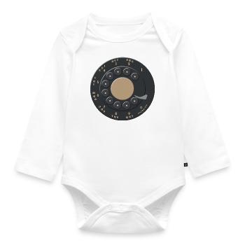 Vintage Phone Rotary Dial Retro Old Fashioned - Organic Longsleeve Baby Bodysuit - white - Front