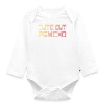 Cute but Psycho Shirt - Organic Longsleeve Baby Bodysuit - white - Front