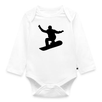 Snowboard, Halfpipe, Winter sports, Ski holidays - Organic Longsleeve Baby Bodysuit - white - Front