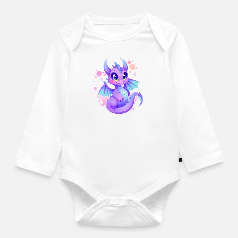 Drache - Baby Bio-Langarm-Body - Weiß