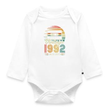 1992 Vintage anniversaire rétro Vintage cadeau - Body Bébé bio manches longues - blanc - Devant