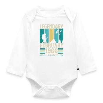 Cadeau Vintage Anniversaire Février 1966, février. - Body Bébé bio manches longues - blanc - Devant