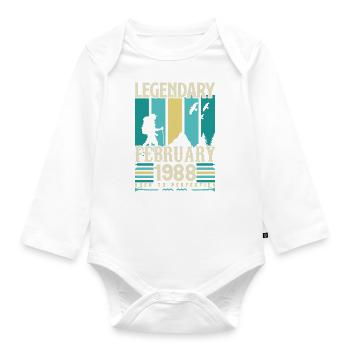 Cadeau Vintage Anniversaire Février 1988, février. - Body Bébé bio manches longues - blanc - Devant