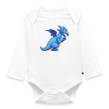 Vilain dragon bleu - Body Bébé bio manches longues - blanc - Devant