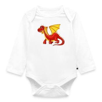 Dragon rouge et jaune - Body Bébé bio manches longues - blanc - Devant