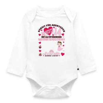 14th Birthday Girl & Boy Guestbook - Organic Longsleeve Baby Bodysuit - white - Front